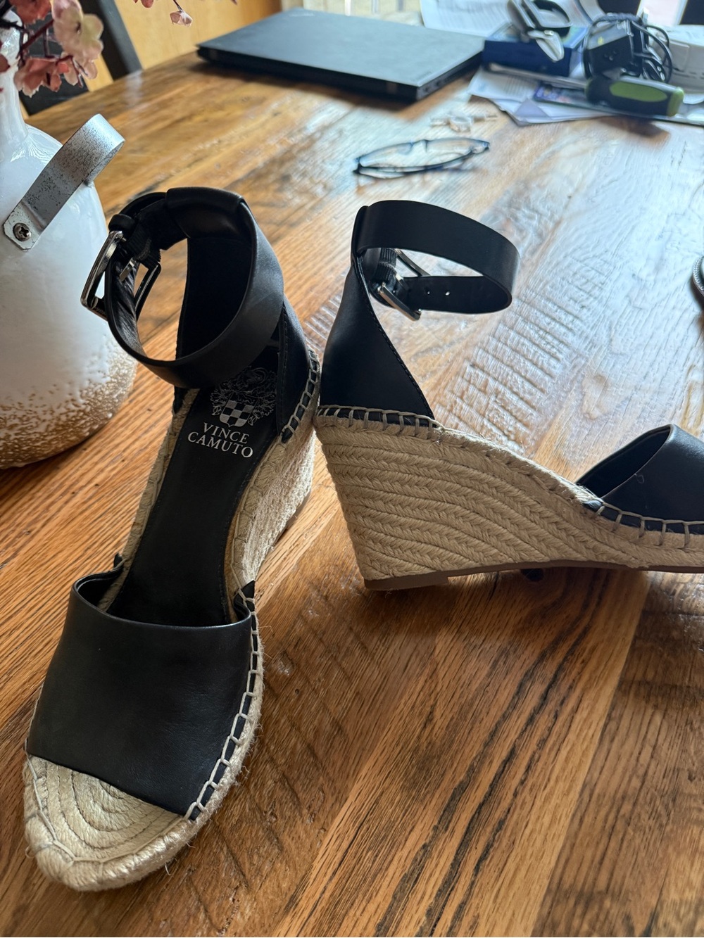 Vince Camuto Black Leera Espadrille Wedge Sandals